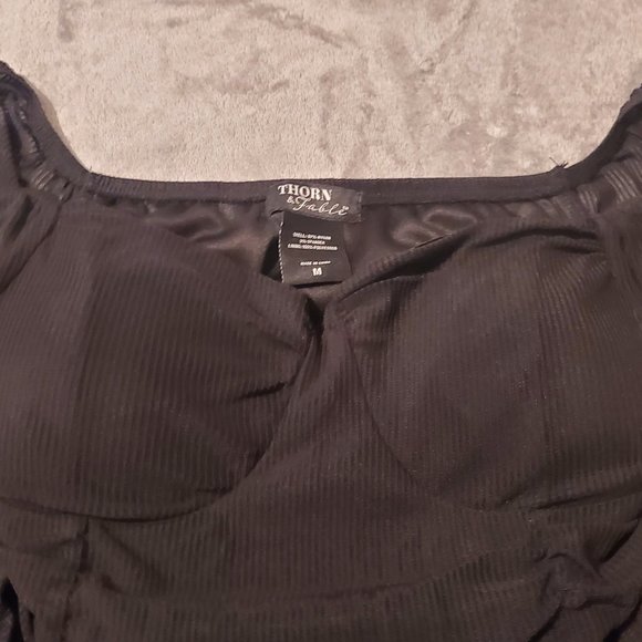 Black Bust Cup Ruched Peasant Long-Sleeve Dress - Picture 9 of 9